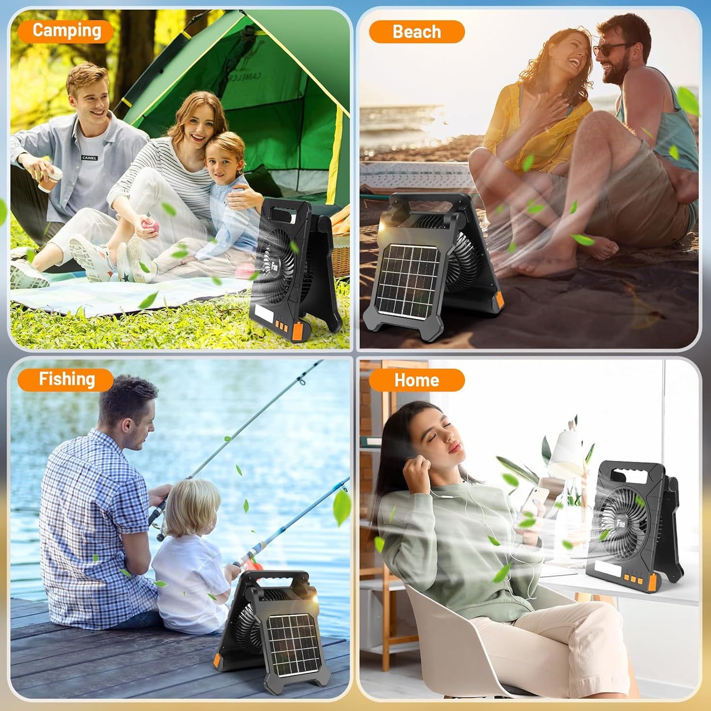 Solar Fan with Led Light