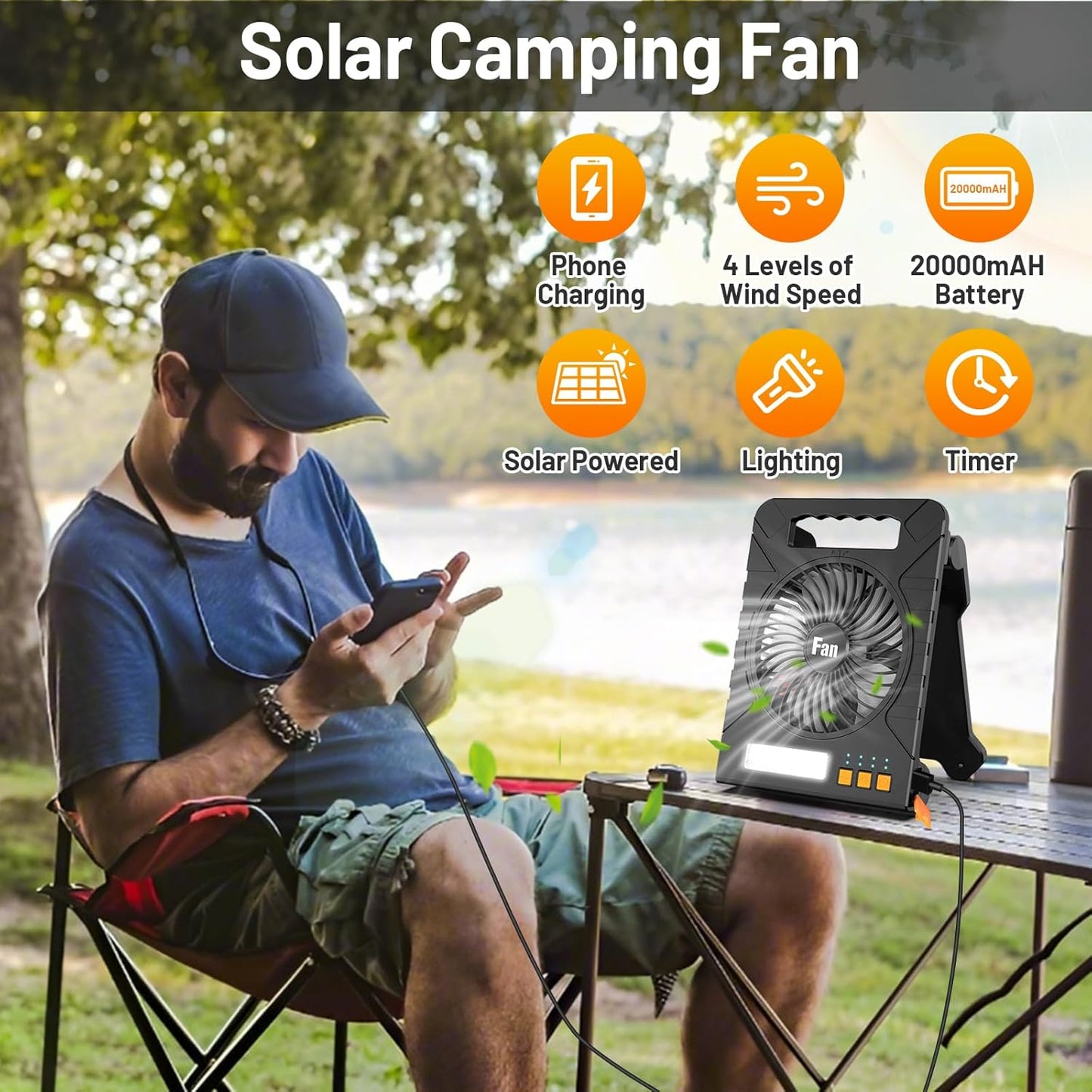 Solar Fan with Led Light