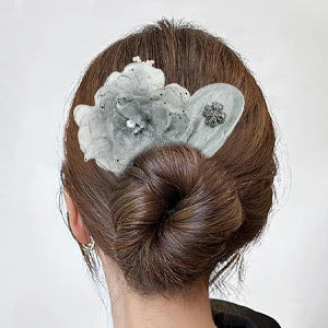 Floral French Hair Bun Clip
